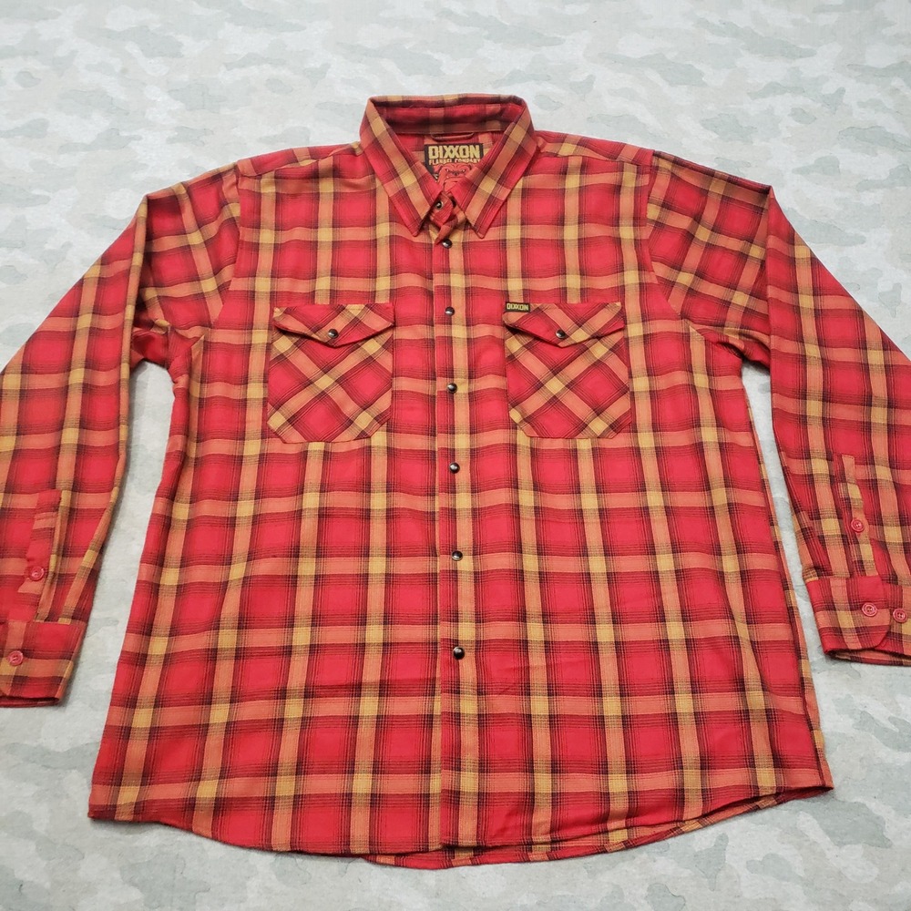 Dixxon Flannel Shirt Men 2XL Red Plaid Jarhead D-Tech Pearl Snap Long Sleeve